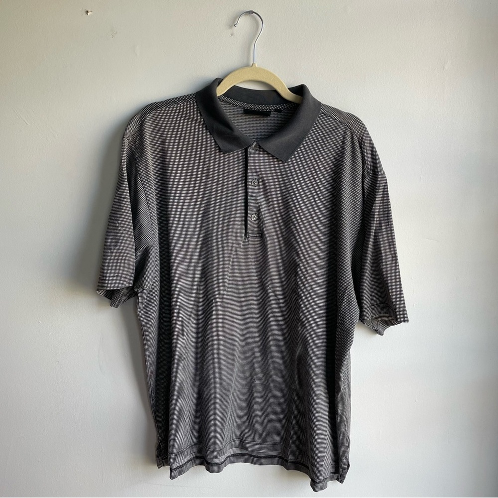 Vintage Bobby Jones - Gray Plaid Textured Button-Up Polo Shirt - Size L​​